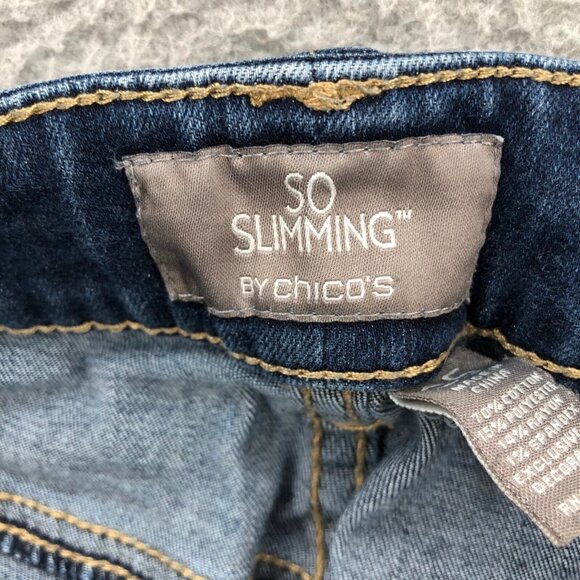 Chicos Jeans Womens 0.5 US 6 So Slimming Blue Medium Wash Denim Stretch Skinny* - Picture 6 of 13